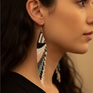 Elegant Multicolor Beaded Angel Earrings Navajo Native Western Country Boho